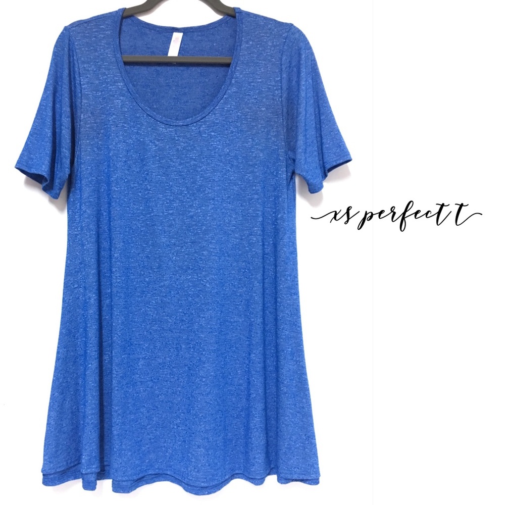 🔴SOLD🔴LuLaRoe Heathered Blue Perfect T Swing Top